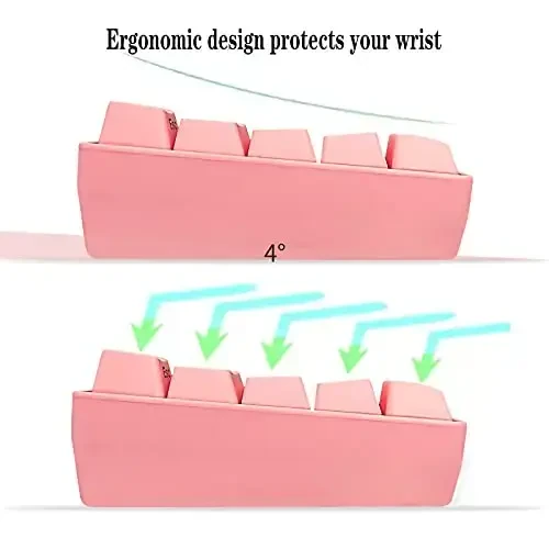 Snpurdiri 60% Wired Gaming Keyboard, 61 Keys RGB Backlit Ultra-Compact Mini Gaming Keyboard for PC/Mac Gamer, Typist, Travel, Easy to Carry on Business Trip(Pink) - 4