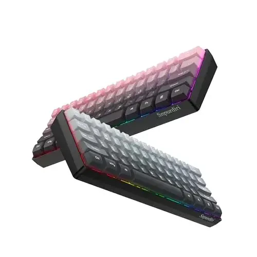 Snpurdiri 60% Wired Gaming Keyboard, 61 Keys RGB Backlit Ultra-Compact Small Gaming Keyboard, for PC/Mac Gamer, Typist, Travel, Easy to Carry on Business Trip (Grey-Black) - 2