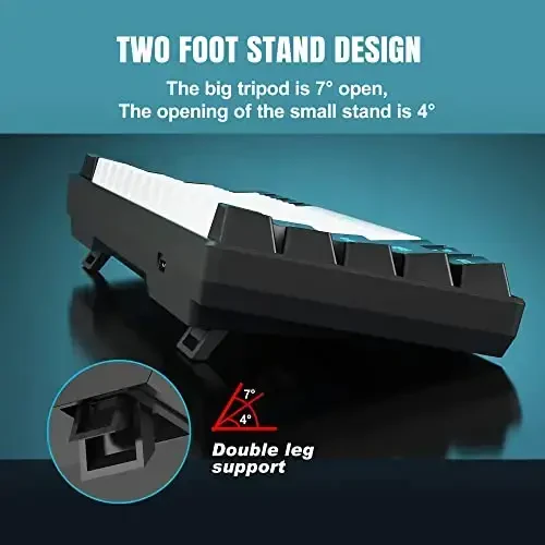 Snpurdiri 60% Wired Mechanical Gaming Keyboard, Ice Blue LED Backlit 61 Keys Mini Wired Office Keyboard for Windows Laptop PC Mac (Black-White, Brown Switches) - 3