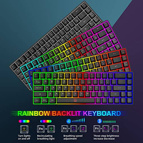 Snpurdiri 60% Wireless Gaming Keyboard and Mouse Combo,LED Backlit Rechargeable 2000mAh Battery,Small Membrane But Mechanical Keyboard + Popular RGB Mice for Gaming,Business Office - 5