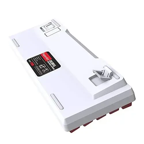 Snpurdiri Wired 60% Mechanical Gaming Keyboard, White LED Backlit Ultra-Compact Mini Office Keyboard for Windows Laptop PC Mac (Red-White, Red Switches) - 3