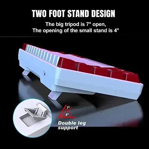 Snpurdiri Wired 60% Mechanical Gaming Keyboard, White LED Backlit Ultra-Compact Mini Office Keyboard for Windows Laptop PC Mac (Red-White, Red Switches) - 6