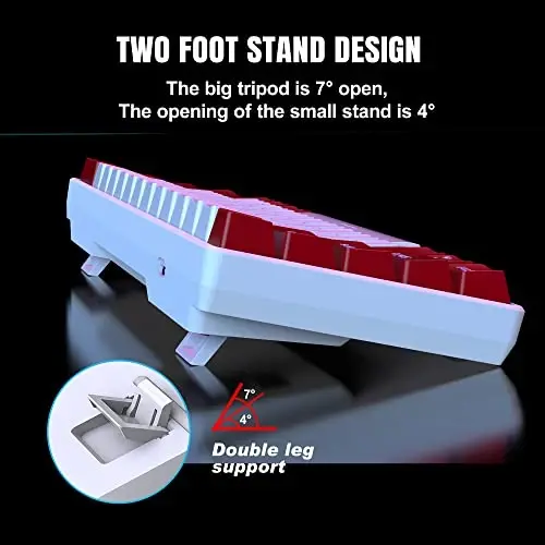 Snpurdiri Wired 60% Mechanical Gaming Keyboard, White LED Backlit Ultra-Compact Mini Office Keyboard for Windows Laptop PC Mac (Red-White, Red Switches) - 6