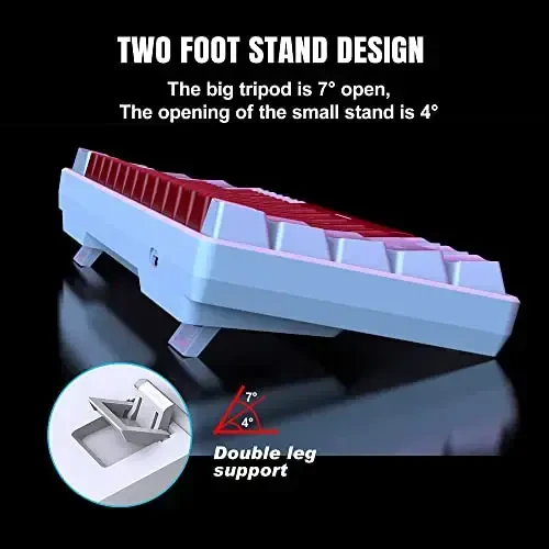 Snpurdiri simli 60% mexanik oʻyin klaviaturasi, oq LED yoritgichli ultra ixcham kichik ofis klaviaturasi Windows noutbuk kompyuter Mac uchun (oq-qizil, qizil kalitlar) - 3