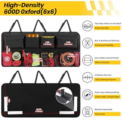 Snuopfy Car Trunk Organizer, Backseat Hanging Organizer with 8 Large Storage Bag Super Capacity -Trunk Organizer for SUV,Truck,Van -Your Space Saving Expert - Black - 3