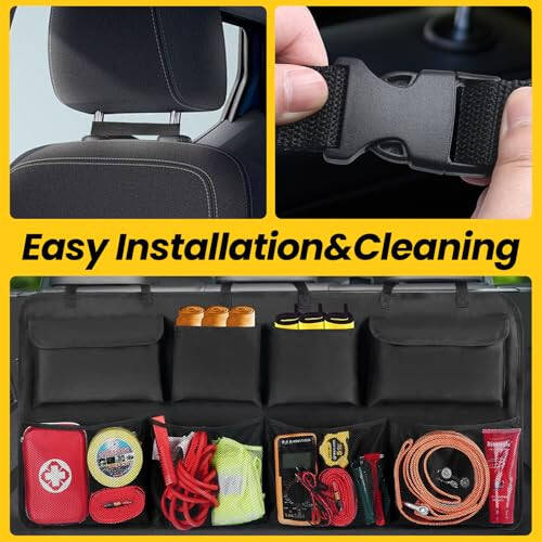 Snuopfy Car Trunk Organizer, Backseat Hanging Organizer with 8 Large Storage Bag Super Capacity -Trunk Organizer for SUV,Truck,Van -Your Space Saving Expert - Black - 6