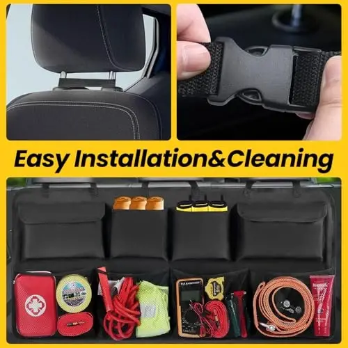 Snuopfy Car Trunk Organizer, Backseat Hanging Organizer with 8 Large Storage Bag Super Capacity -Trunk Organizer for SUV,Truck,Van -Your Space Saving Expert - Black - 5