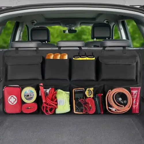 Snuopfy Car Trunk Organizer, Backseat Hanging Organizer with 8 Large Storage Bag Super Capacity -Trunk Organizer for SUV,Truck,Van -Your Space Saving Expert - 1