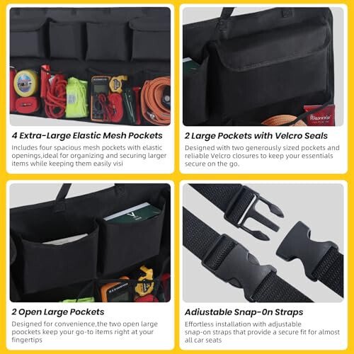 Snuopfy Car Trunk Organizer, Backseat Hanging Organizer with 8 Large Storage Bag Super Capacity -Trunk Organizer for SUV,Truck,Van -Your Space Saving Expert - 4