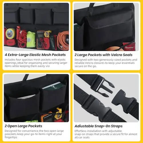 Snuopfy Car Trunk Organizer, Backseat Hanging Organizer with 8 Large Storage Bag Super Capacity -Trunk Organizer for SUV,Truck,Van -Your Space Saving Expert - 4