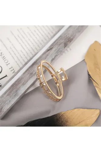 So-much Kadın Yeni Trend Metal Mandal Saç Tokası Geometrik Şekilli 5 Cm.-6 - Gold Elips 