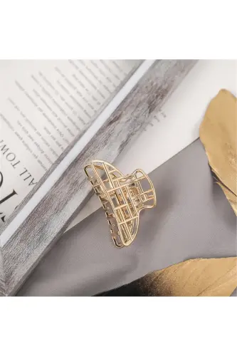 So-much Women's New Trend Metal Small Size Clamp Hair Clip Geometric Shaped 4.5 Cm.-1-Gold Geometric 