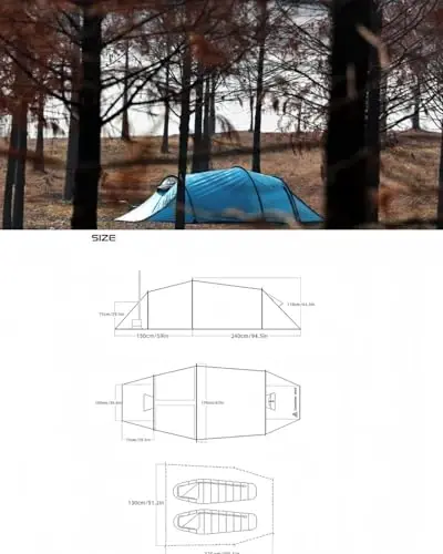 Hot Tent with Stove Jack – 4 Season Waterproof & Windproof Shelter for 1–4 People, Lightweight for Camping, Hiking, Hunting & Fishing - 3