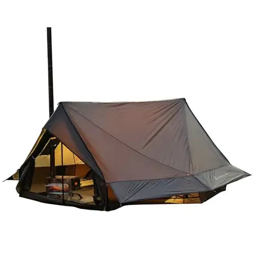 Dandelion Shell 4 Season Camping Hot Tent with Stove Jack for 1-6 Person | Windproof, Waterproof Hot Tent with Stove Jack and Snow Skirt for Camping, Hiking, Backpacking and Outdoor Adventures - 4