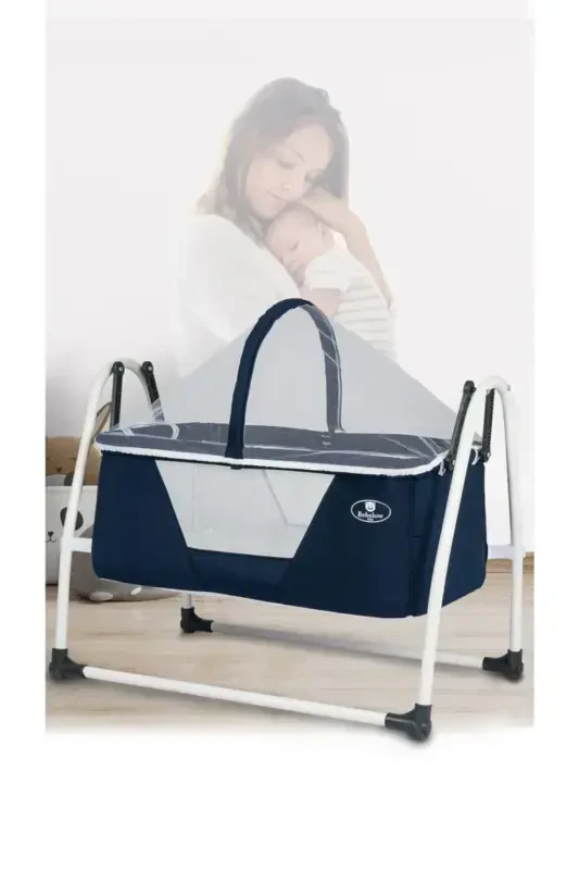 Sobee Portable Setup Fixable Luxury Swing Baby Cradle-navy blue - 1