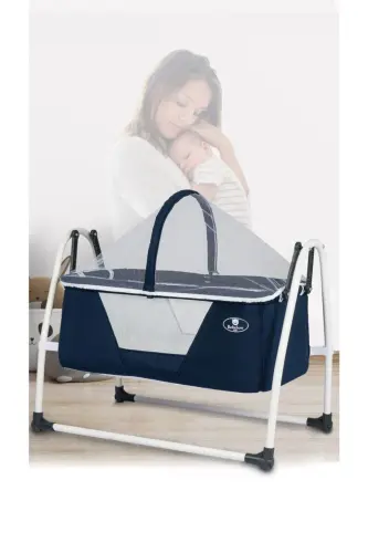 Sobee Portable Setup Fixable Luxury Swing Baby Cradle-navy blue 