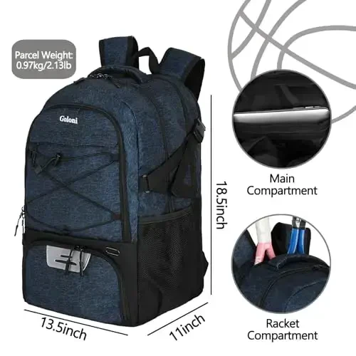 Soccer Backpack for Men and Women,Sports Bag with Ball Compartment,Gym Backpack with Shoe Compartment - 4