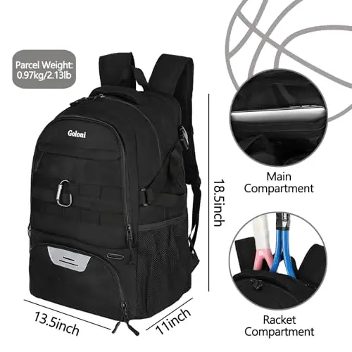 Soccer Backpack for Men and Women,Sports Bag with Ball Compartment,Gym Backpack with Shoe Compartment - 6