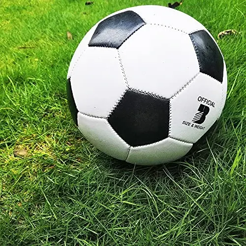 Soccer Ball Size 2,3,4,5 with Pump Needle Classic White Black Thicker PU Tight Weaved Suitable for Youth Boy League Game Trainning Practice or Gift - 5