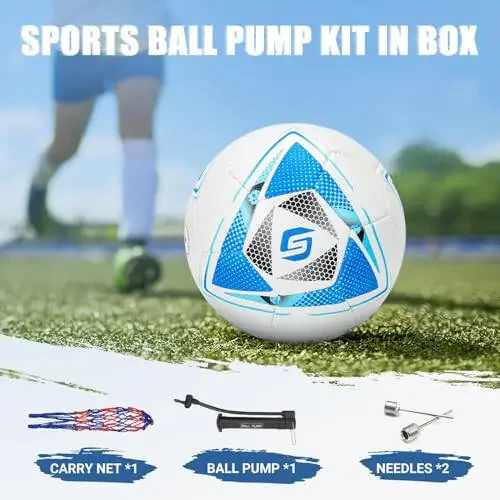 Soccer Ball Size 5 PU Leather Soccer Balls, Adults Youths Teens Unisex Juniors Training Soccer 32 Panels Machine Stitched, Ideal Gift Indoor Outdoor Play Cross Star Pattern Ball with Pump and Needles... - 7
