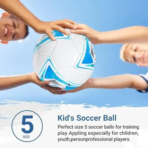 Soccer Ball Size 5 PU Leather Soccer Balls, Adults Youths Teens Unisex Juniors Training Soccer 32 Panels Machine Stitched, Ideal Gift Indoor Outdoor Play Cross Star Pattern Ball with Pump and Needles... - 2