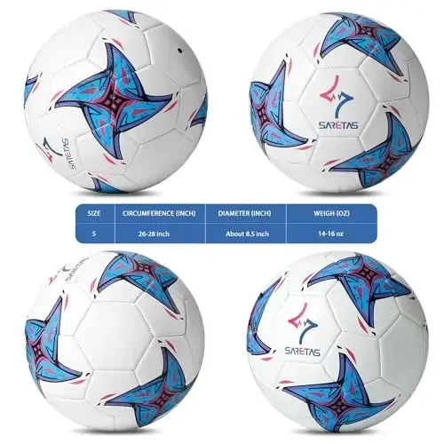 Soccer Ball Size 5 PU Leather Soccer Balls, Adults Youths Teens Unisex Juniors Training Soccer 32 Panels Machine Stitched, Ideal Gift Indoor Outdoor Play Cross Star Pattern Ball with Pump and Needles… - 6