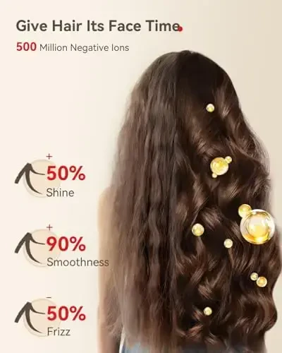 Soch quritgich, 160000 RPM yuqori tezlikli cho'tkasiz motor, 500 million manfiy ionli professional ionli soch quritgich, magnit diffuzor va nozul bilan, uy sayohati salon uchun engil (kulrang) - 3