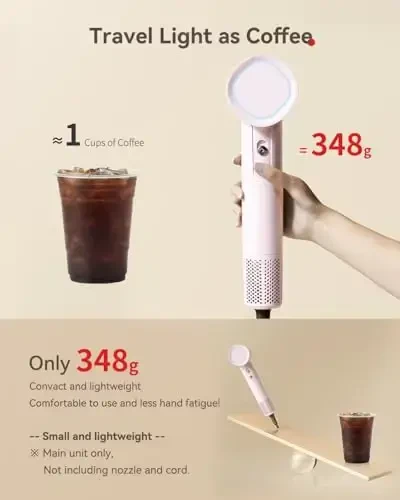 Soch quritgich ion, ayollar uchun 110000 RPM soch quritgichlar, tez quritish uchun seramik texnologiyasi nozulli, 3 tezlikda termokontrollar yuqori tezlikli soch quritgich professional, uy, sayohat va salonlar uchun shovqinsiz dizayn - 2