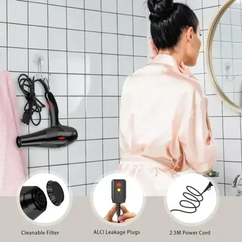 Soch quritgich Professional Ionli Salon Soch Quritgichi 2400W Kuchli Tez Qurituvchi Moviy Chiroqli Ionli Soch Quritgichlar Diffuzer bilan, AC Motor Doimiy Haroratli Tinch Ionli Quritgichlar Ayollar Erkaklar uchun - 6