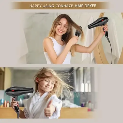Soch quritgich Professional Ionli Salon Soch Quritgichi 2400W Kuchli Tez Qurituvchi Moviy Chiroqli Ionli Soch Quritgichlar Diffuzer bilan, AC Motor Doimiy Haroratli Tinch Ionli Quritgichlar Ayollar Erkaklar uchun - 7