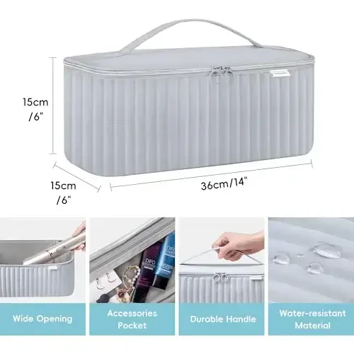 Soch quritgich Shark Flexstyle Dyson Airwrap cho'tkasi Soch aksessuarlari Revlon Soch quritgich Styler Organizer uchun sayohat sumkasi (kumush kulrang) - 5