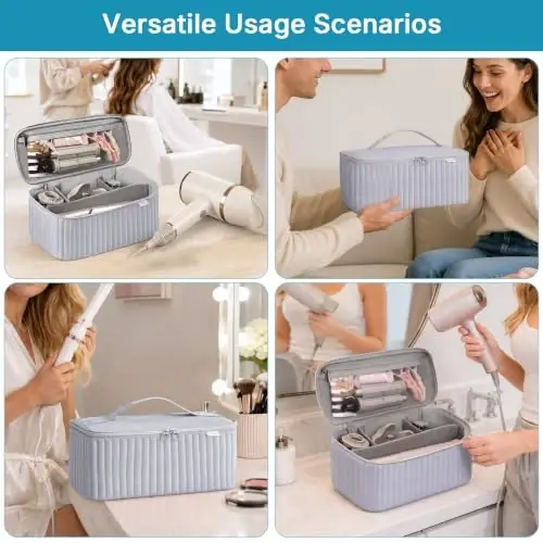 Soch quritgich Shark Flexstyle Dyson Airwrap cho'tkasi Soch aksessuarlari Revlon Soch quritgich Styler Organizer uchun sayohat sumkasi (kumush kulrang) - 4