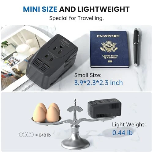 Soch quritgich, tekislovchi va jingalak soch qiluvchi uchun yangilangan DoAce 2000W sayohat kuchlanish konvertori, 220V dan 110V gacha pasaytiruvchi konvertor, 10A quvvat adapteri, 2 USB va noutbuk, kamera, mobil telefon uchun EU/UK/AU/US vilkasi - 3