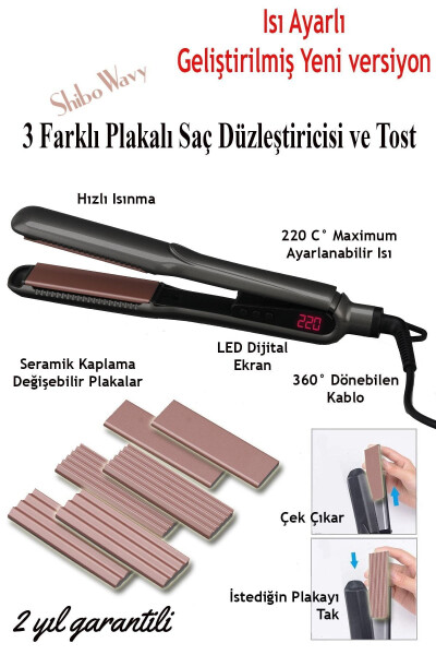 Soch Toaster Mashinasi Va Soch To'g'rilovchi (3 XIL XIL PLITALAR) Yangilangan Yangi Versiya - SHIBOWAVY (1)