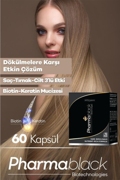 Soch To'kilishiga Qarshi Biotin & Keratin Vitamin Kompleksi 60 Kapsula - 23 Ta'sir Etguvchi Modda / 2 Oylik Doza - 20