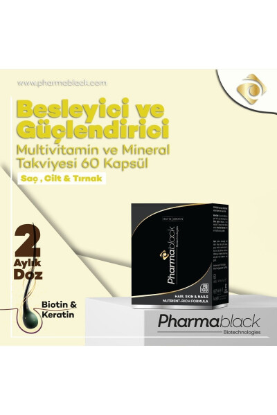 Soch To'kilishiga Qarshi Biotin & Keratin Vitamin Kompleksi 60 Kapsula - 23 Ta'sir Etguvchi Modda / 2 Oylik Doza - 22