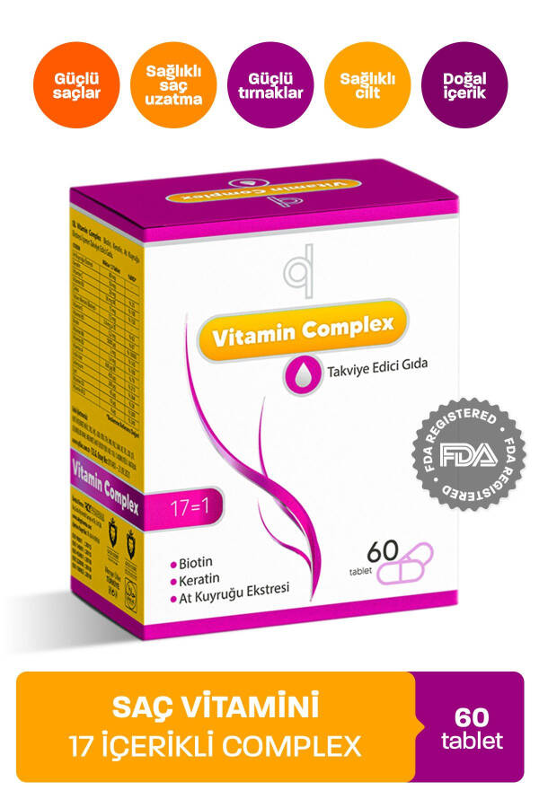 Soch va Tirnoq Vitamini - Soch Vitamini B Kompleksi - Biotin Tablet Keratin Selen Sink Soch To'kilishi - 1