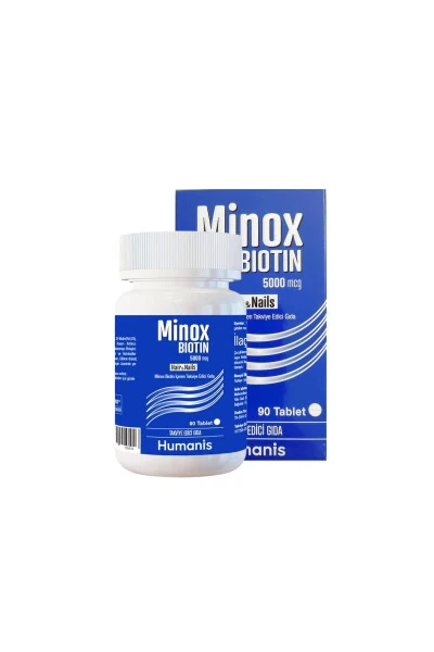 Soch va tirnoqlar uchun Minox Biotin 5000mcg 90 ta tabletka - HUMANIS