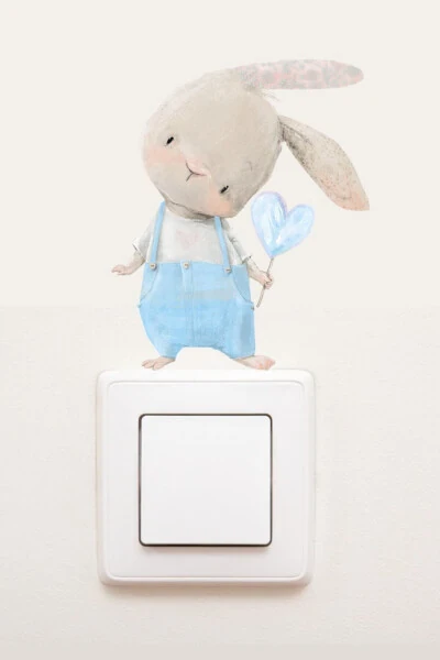 Socket - Blue Overalls Rabbit Decorative Socket Sticker - Sim621 - SIM TASARIM