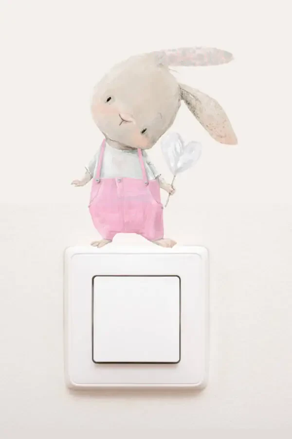 Socket - Pink Overalls Rabbit Decorative Socket Sticker - Sim622 - 1
