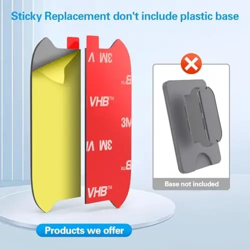 Socket Wallet + Bazasiga yopishqoq yopishtiruvchi almashtirish, pop-tech 6 dona 3M VHB kuchli stiker yostiqchalari Mobil telefon hamyoni Plus korpusining orqa stendi uchun, iPhone 13 14, Samsung va barcha smartfonlar uchun ikki tomonlama lenta - 2