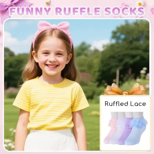 Ruffle Socks - Frilly Lace Gifts, Lace Socks for Newborn Infant Toddler Kids Girl - RUFFLE (1)
