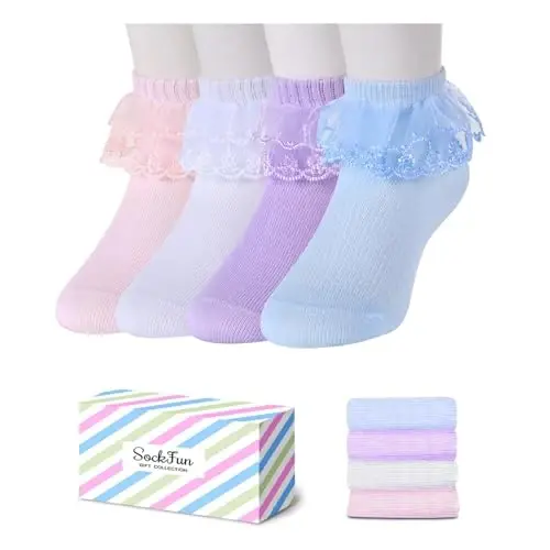 sockfun Chaqaloqlar uchun jingalak paypoqlar, yangi tug'ilgan chaqaloqlar va qizlar uchun dantelli paypoqlar - 1