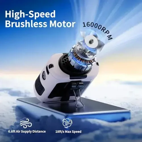 Socool 10000mAh портативный поясной вентилятор Клипса на носимом ремне Персональный вентилятор Перезаряжаемый от аккумулятора С 5 скоростями и фонариком Шейный Hands-Free 40H Охлаждение Для кемпинга на открытом воздухе Путешествия (Розовый) - 3