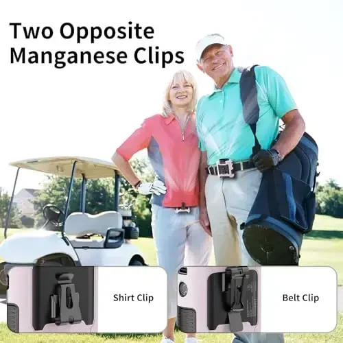 Socool 10000mAh портативный поясной вентилятор Клипса на носимом ремне Персональный вентилятор Перезаряжаемый от аккумулятора С 5 скоростями и фонариком Шейный Hands-Free 40H Охлаждение Для кемпинга на открытом воздухе Путешествия (Розовый) - 6