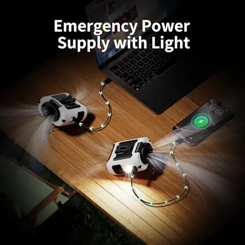 Socool 10000mAh Portable Waist Fan Clip on Wearable Belt Personal Fan Rechargeable Battery operated With 5 Speeds & Flashlight Neck Fan Hands-Free 40H Cooling For Outdoor Camping Travel (White) - 5