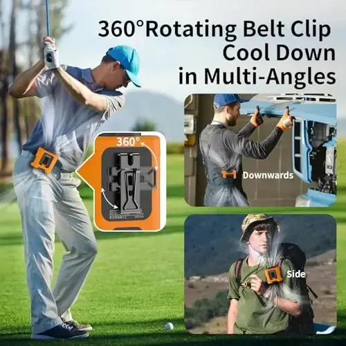 Socool 14500mAh Portable Waist Fan Clip on Belt 360 Rotation Wearable Rechargeable Personal Shirt Fan, 67H Cooling 5-Speed Battery Operated Fans with Light, Neck Fan Hanging for Outdoor Camping Travel - 5