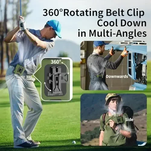 Socool 14500mAh Portable Waist Fan Clip on Belt 360 Rotation Wearable Rechargeable Personal Shirt Fan, 67H Cooling 5-Speed Battery Operated Fans with Light, Neck Fan Hanging for Outdoor Camping Travel - 5