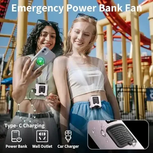 Socool 14500mAh Portable Waist Fan Clip on Belt 360 Rotation Wearable Rechargeable Personal Shirt Fan, 67H Cooling 5-Speed Battery Operated Fans with Light, Neck Fan Hanging for Outdoor Camping Travel - 6