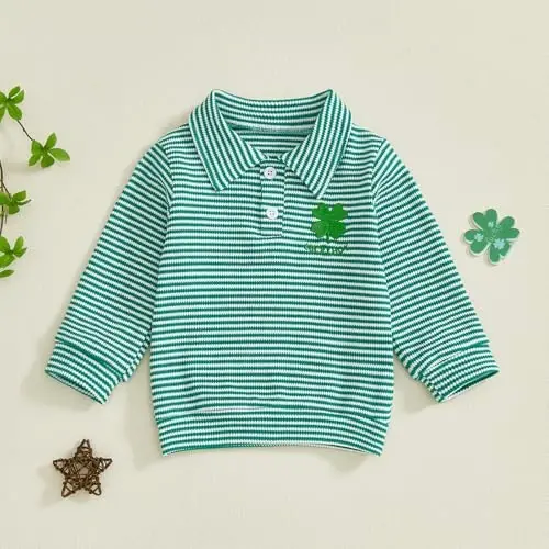 Socutebabe Little Boy St Patricks Day Outfit ToddlerSt Patricks Day Shirt Long Sleeve Crewneck Sweatshirts Cute Irish Clothes - 6